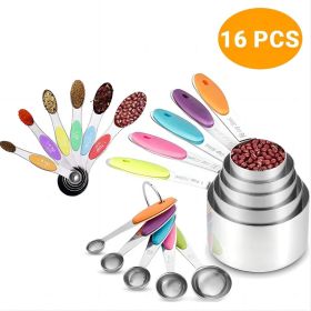 16 Pcs Measuring Cups and Spoons Set - 6 Double Sided Magnetic Measuring Spoons, 5 Measuring Cups & 5 Measuring Spoons, for Cooking & Baking, Stainles