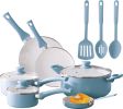 12pc Ceramic Cookware Set;  Blue Linen