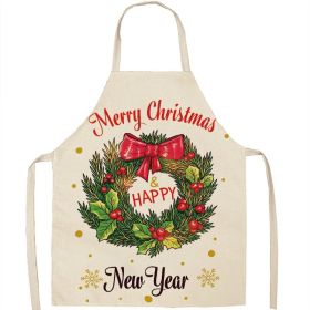 Christmas Apron Linen Oil-proof Anti-fouling Gingham Check Ginger Cake Household Bib Halter (Option: 1style-38x47cm)