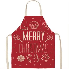 Christmas Apron Linen Oil-proof Anti-fouling Gingham Check Ginger Cake Household Bib Halter (Option: 18style-38x47cm)