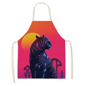 Simple Cartoon Tiger Cotton And Linen Apron Home (Option: WQ00836-68x55cm)