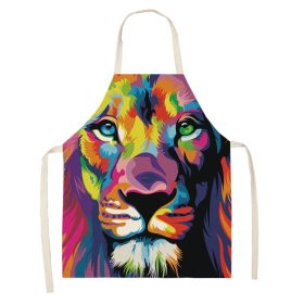 Simple Cartoon Tiger Cotton And Linen Apron Home (Option: WQ00837-68x55cm)