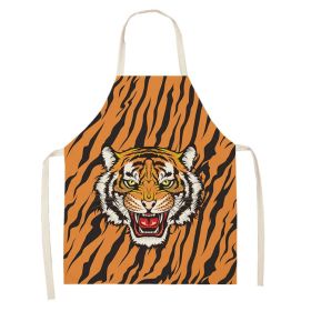 Simple Cartoon Tiger Cotton And Linen Apron Home (Option: WQ00833-68x55cm)