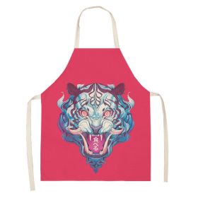 Simple Cartoon Tiger Cotton And Linen Apron Home (Option: WQ00834-68x55cm)