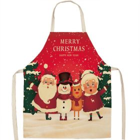 Christmas Apron Linen Oil-proof Anti-fouling Gingham Check Ginger Cake Household Bib Halter (Option: 3style-38x47cm)