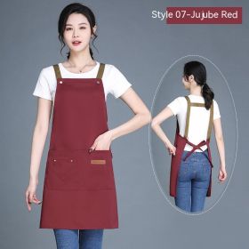 Women's Wear-resistant Stain-resistant Breathable Waterproof Apron (Option: 07 Waterproof Purplish Red)