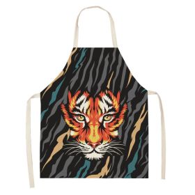 Simple Cartoon Tiger Cotton And Linen Apron Home (Option: WQ00831-47x38cm)