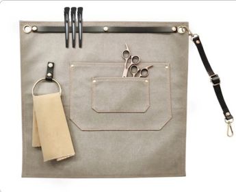 Baked Denim Canvas Leather Short Apron (Option: D leather towel light grey)