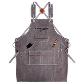 Apron Canvas Gardening Carpenter Hand-made Barber Restaurant Work Clothes (Option: Gray)