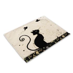 Animal Cat Heat Proof Mat Western-style Placemat Fabric Tableware (Option: MA0125 19)