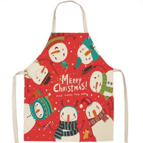 Christmas Apron Linen Oil-proof Anti-fouling Gingham Check Ginger Cake Household Bib Halter (Option: 7style-38x47cm)