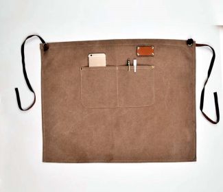 Baked Denim Canvas Leather Short Apron (Option: Laceup coffee C)