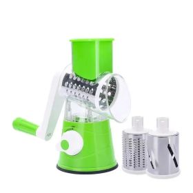 Multifunctional Roller Vegetable Cutter Hand Crank Home Kitchen Shredder Potato Grater (Color: Green)