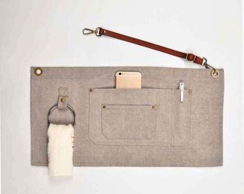 Baked Denim Canvas Leather Short Apron (Option: B towel light grey)