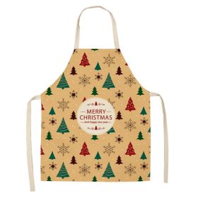 Cartoon Christmas Elk Santa Claus Printed Linen Sleeveless Apron (Option: W 20011-68x55cm)