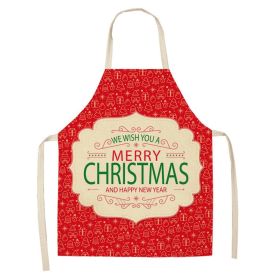 Cartoon Christmas Elk Santa Claus Printed Linen Sleeveless Apron (Option: W 20015-68x55cm)