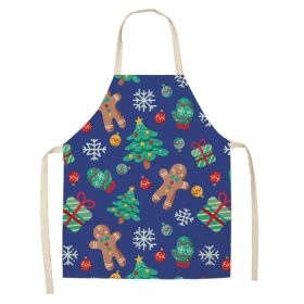 Cartoon Christmas Elk Santa Claus Printed Linen Sleeveless Apron (Option: W 20006-68x55cm)