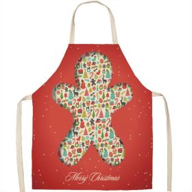 Christmas Apron Linen Oil-proof Anti-fouling Gingham Check Ginger Cake Household Bib Halter (Option: 15style-45x56cm)