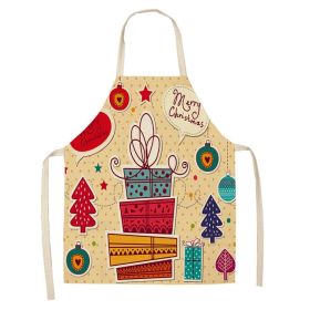 Cartoon Christmas Elk Santa Claus Printed Linen Sleeveless Apron (Option: W 20009-68x55cm)