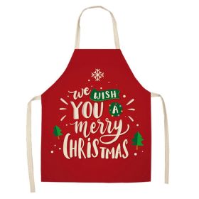 Cartoon Christmas Elk Santa Claus Printed Linen Sleeveless Apron (Option: W 20007-68x55cm)