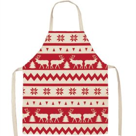 Christmas Apron Linen Oil-proof Anti-fouling Gingham Check Ginger Cake Household Bib Halter (Option: 17style-45x56cm)