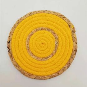 Home Straw Cotton String Placemat (Option: Orange Yellow-30cm About 140g)