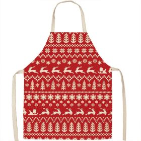 Christmas Apron Linen Oil-proof Anti-fouling Gingham Check Ginger Cake Household Bib Halter (Option: 6style-65x53cm)