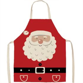 Christmas Apron Linen Oil-proof Anti-fouling Gingham Check Ginger Cake Household Bib Halter (Option: 21style-65x53cm)